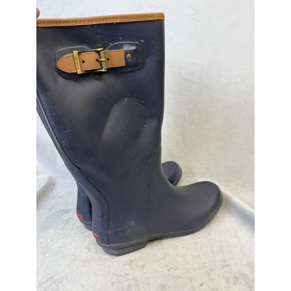 Chooka Boots Womens Size 10 Navy City Solid Rain Mid Calf Rubber Waterproof